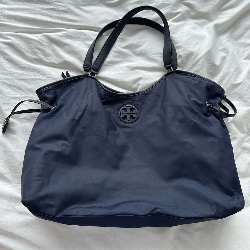 Tory Burch Navy Nylon Shoulder Tote Bag